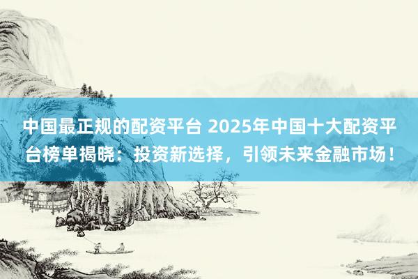 中国最正规的配资平台 2025年中国十大配资平台榜单揭晓：投资新选择，引领未来金融市场！