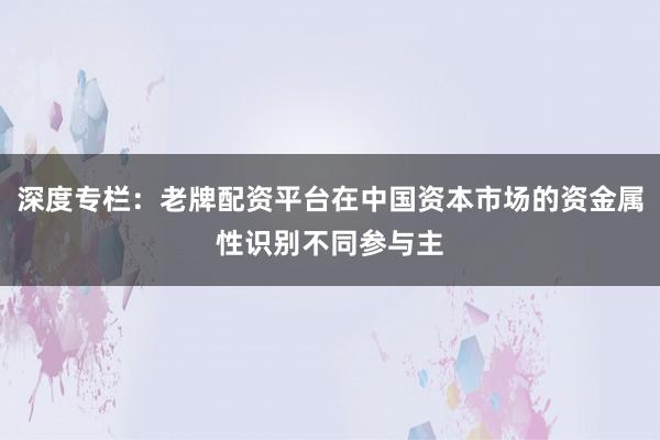 深度专栏：老牌配资平台在中国资本市场的资金属性识别不同参与主
