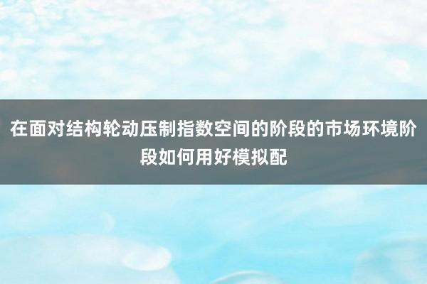 在面对结构轮动压制指数空间的阶段的市场环境阶段如何用好模拟配