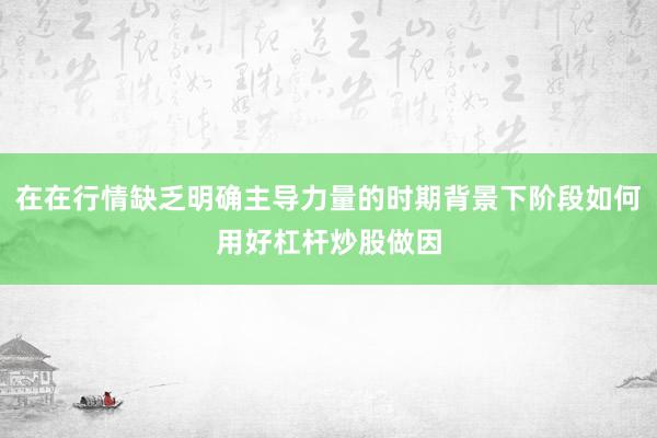 在在行情缺乏明确主导力量的时期背景下阶段如何用好杠杆炒股做因