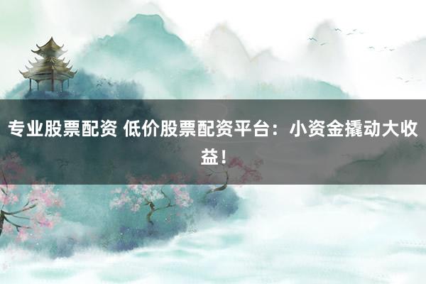 专业股票配资 低价股票配资平台：小资金撬动大收益！