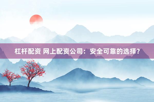 杠杆配资 网上配资公司：安全可靠的选择？